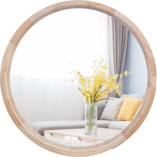 Round mirror inches wood - round,